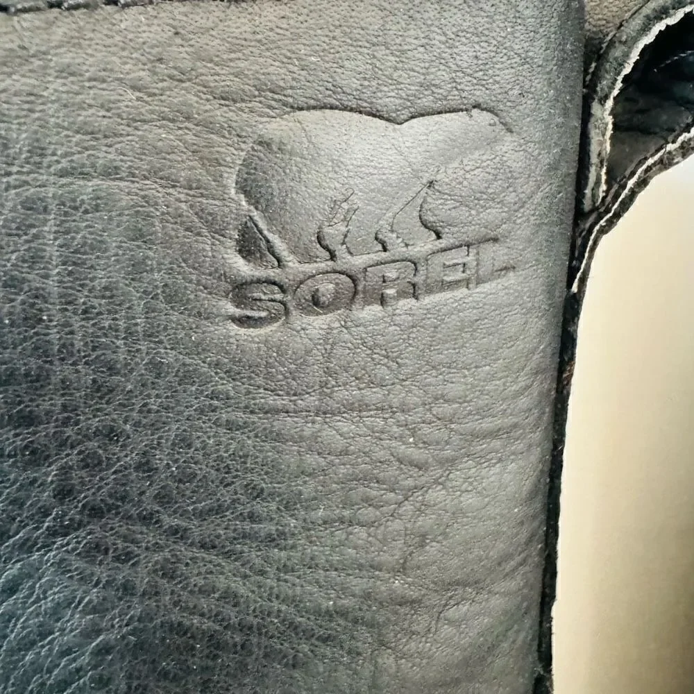 SOREL Emelie Genuine Shearling Lamb Fur Short Lace-Up‎ Boot, Black, Size 9, NWT